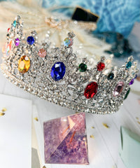 Rainbow Rhinestone Silver Crown