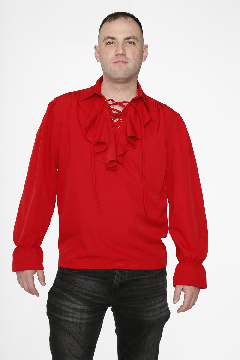 Ruffled Drawstring Swashbuckling Pirate Shirt