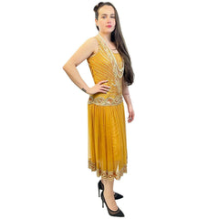 1920's Bright Mango Flapper Dress Women's Costume