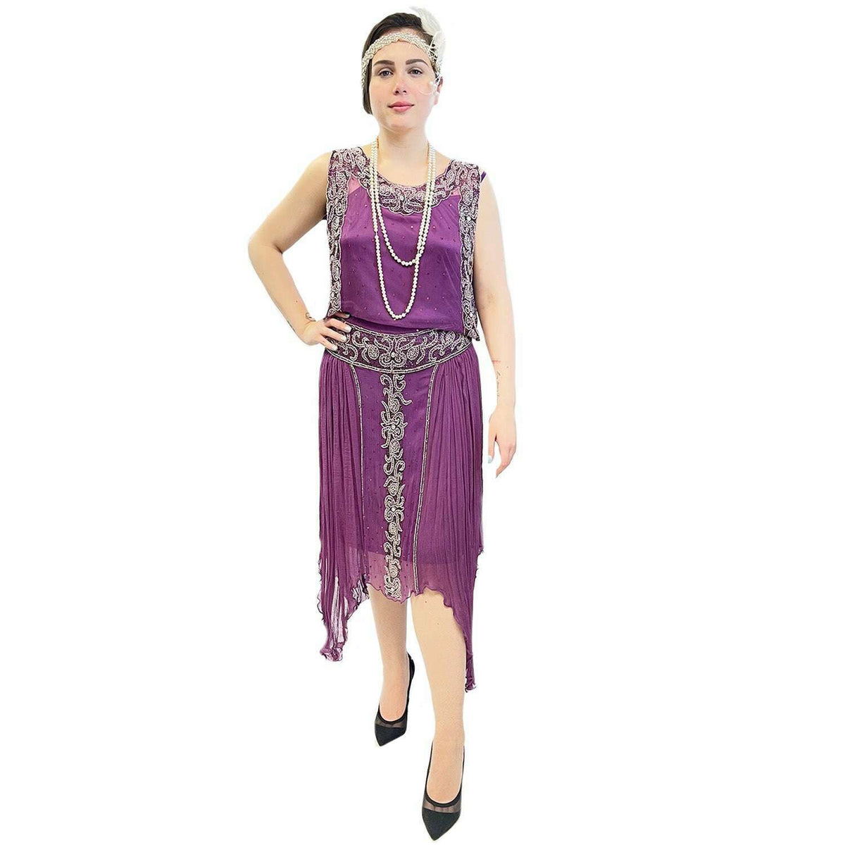 1920's Fuchsia Chiffon Flapper Dress Deluxe Women's Costume