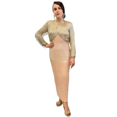 1920's Long Gold Peach Dress Women's Costume