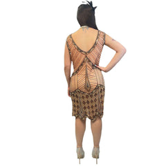 1920s Peach & Copper Flapper Dress Women's Costume