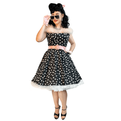 1950s Fancy Nancy Polka Dot Swing Dress Adult Costume