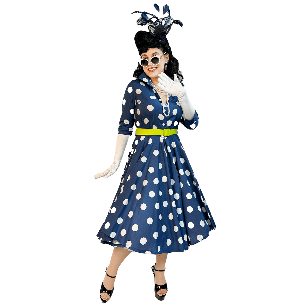 1950s Fancy Nancy Polka Dot Swing Dress Adult Costume