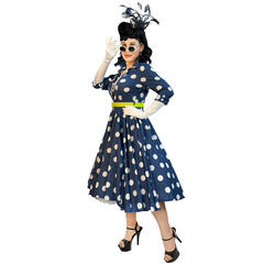 1950s Fancy Nancy Polka Dot Swing Dress Adult Costume