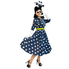 1950s Fancy Nancy Polka Dot Swing Dress Adult Costume