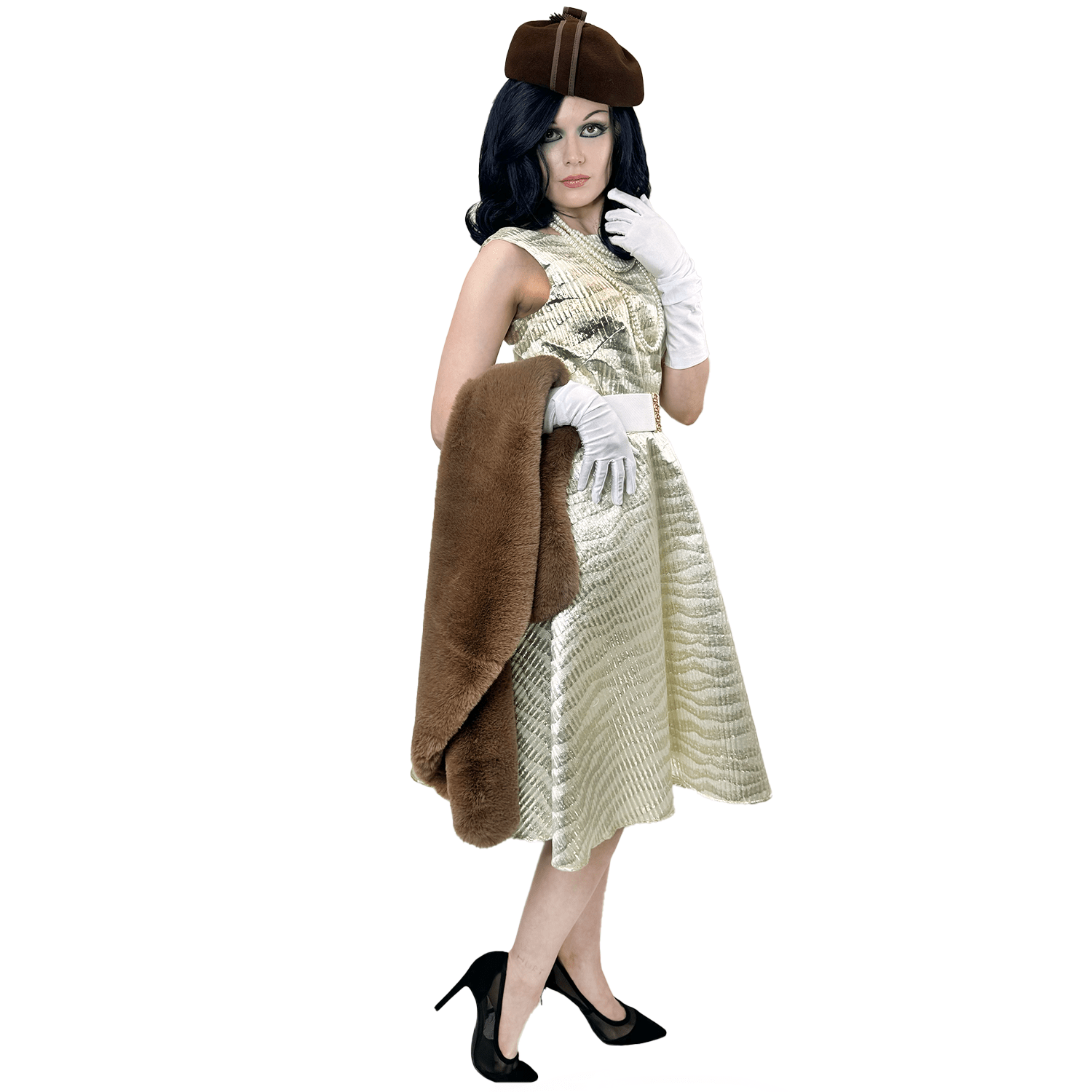 1950s High Class White Gold Housewife Adult Costume