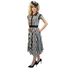 1950's Tea Time Black & White Striped Women's Costume