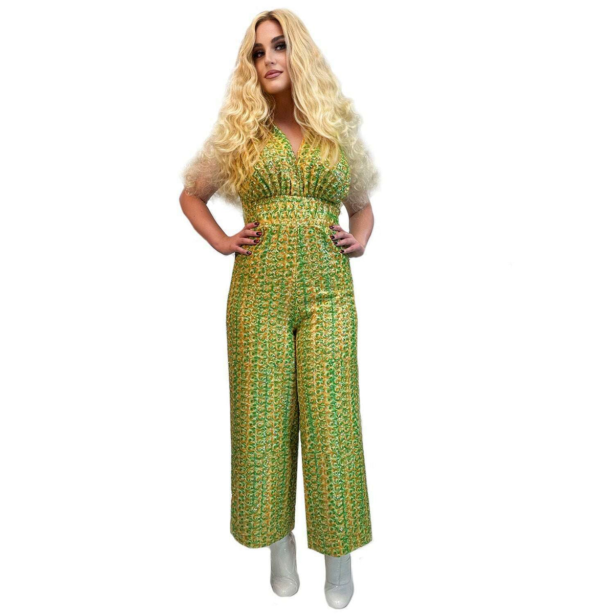 1970’s Green Diva Girl Jumpsuit Adult Costume