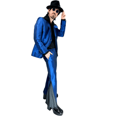 1970s Disco Fever Metallic Blue Men's Costume