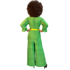 1970s Neon Disco Party Green Jumpsuit Women's Costume