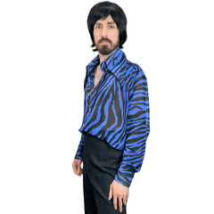 1970s Zebra Party Button Up Disco Shirt