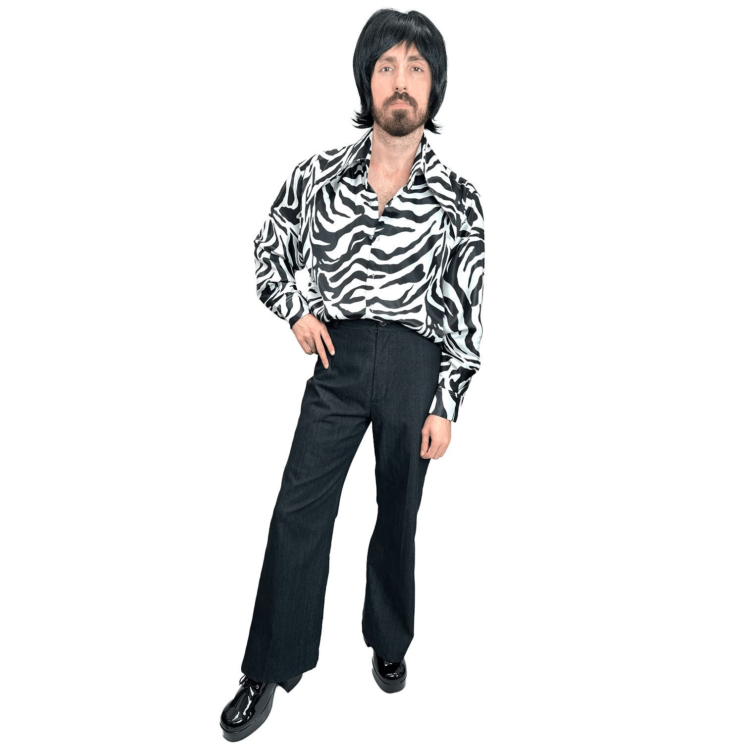 1970s Zebra Party Button Up Disco Shirt