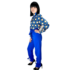 1980s Bright Blue Women's Office Outfit