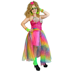 1980s Cyndi Inspired Rainbow Party Adult Costume