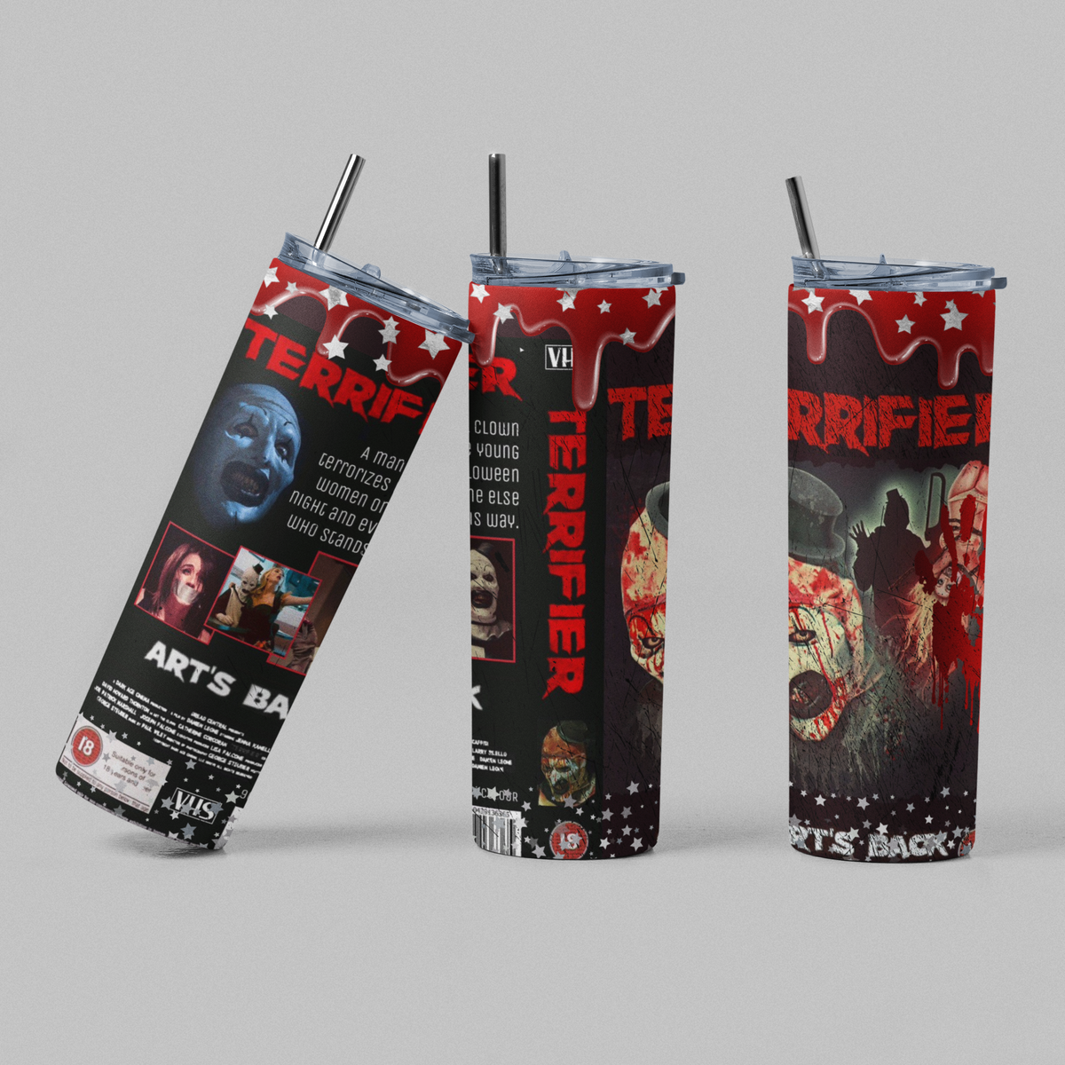 Terrifier VHS Style Horror Tumbler