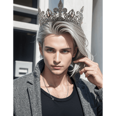 24" Fleur De Lis Silver King Crown