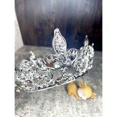 24" Fleur De Lis Silver King Crown