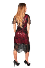 Captivating Blood Red Flapper Fringe Dress