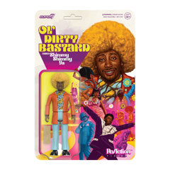 3.75" Ol' Dirty Bastard Shimmy Shimmy Ya ReAction Collectible Action Figure w/ Wood Board