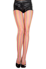 Neon Color Diamond Net Pantyhose