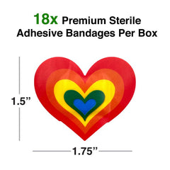 Rainbow Heart Adhesive Bandages - 18 Pack