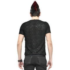 Men's Distressed Lace Up Black Gothic Top