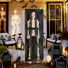 64" Interactive Hanging Skeleton in Cage w/ LED & Sounds