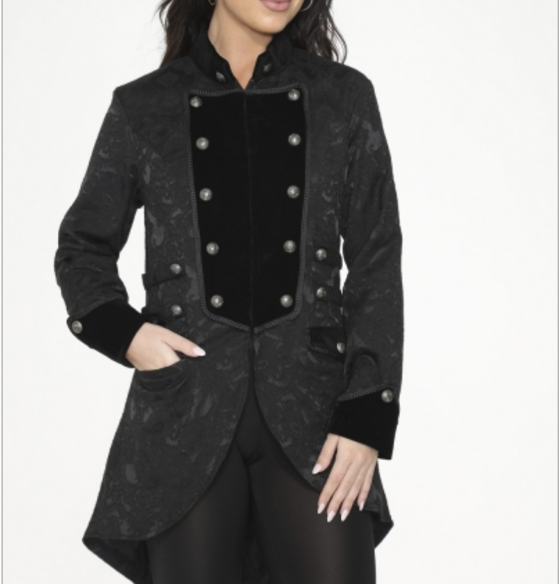 Black Brocade Pirate Women's Tailcoat