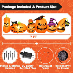 7' Halloween Inflatable Horizontal Jack O' Lantern Row