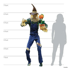 7' Rotten Harvester Skeleton Scarecrow Animated Prop Decoration