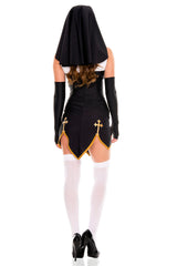 Bad Habit Black & Gold Sexy Nun Women's Costume