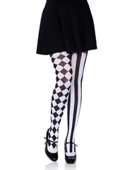 Black & White Harlequin Pattern Tights