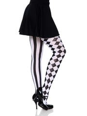 Black & White Harlequin Pattern Tights