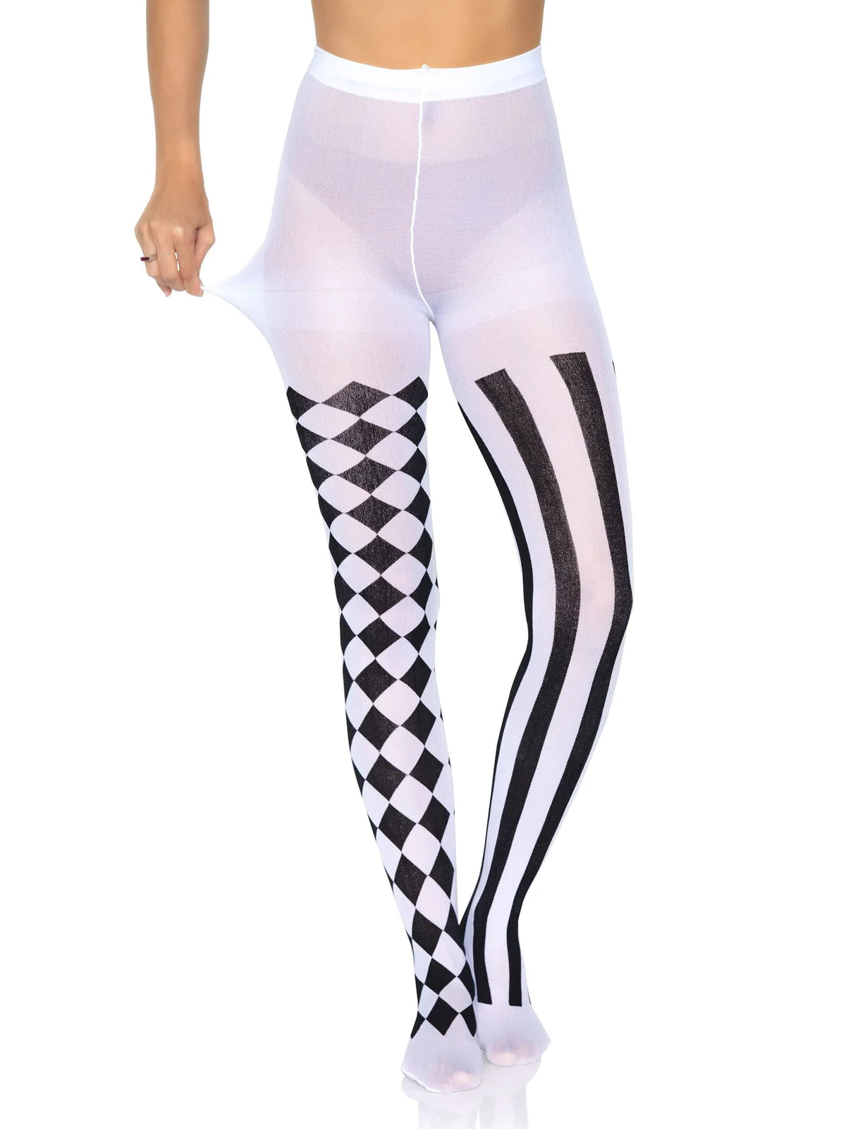 Black & White Harlequin Pattern Tights