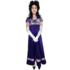 Royal Purple and Gold Floral Regency Empire Dress Adult Costume