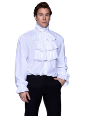 Men's White Ruffle Front Costume Shirt