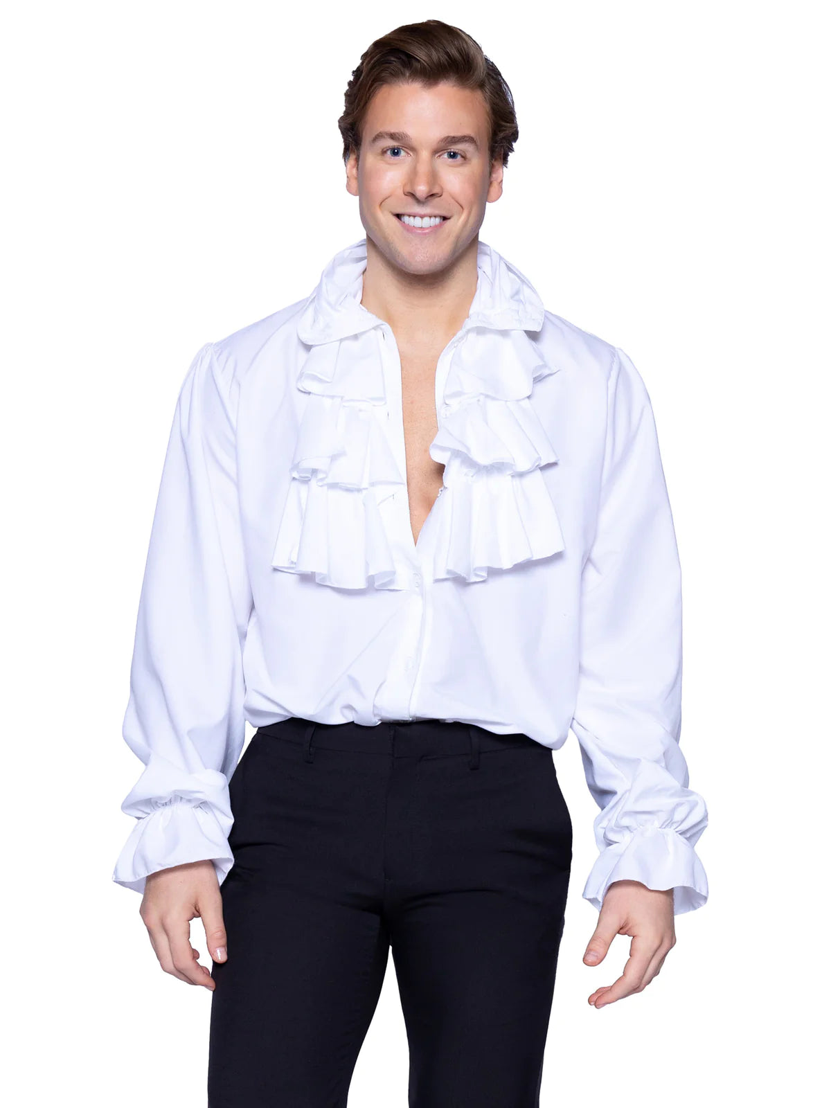 Men's White Ruffle Front Costume Shirt