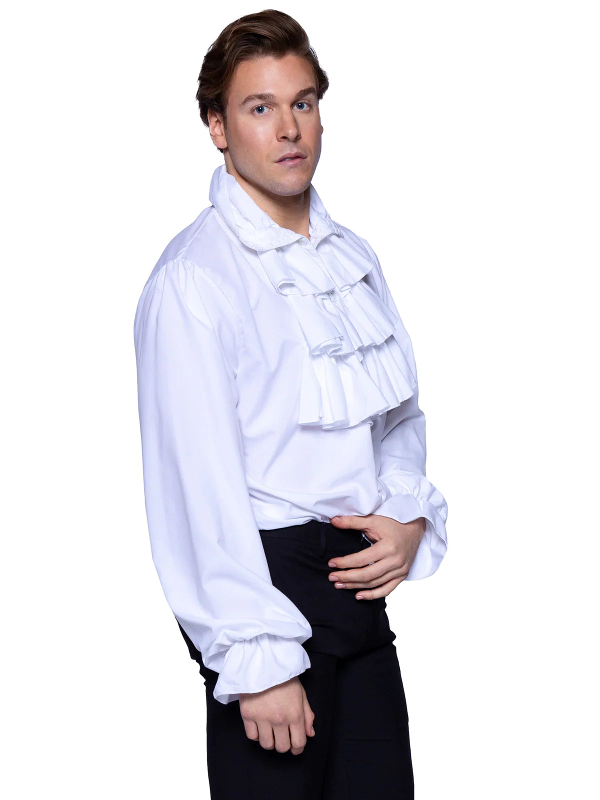 Men's White Ruffle Front Costume Shirt