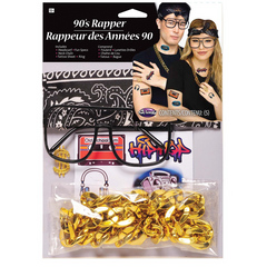 90's Rapper Gold Chain, Glasses, Tattoos & Ring Instant Kit