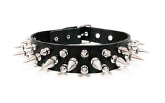 Hardcore Tree Spiked Black Leather Choker