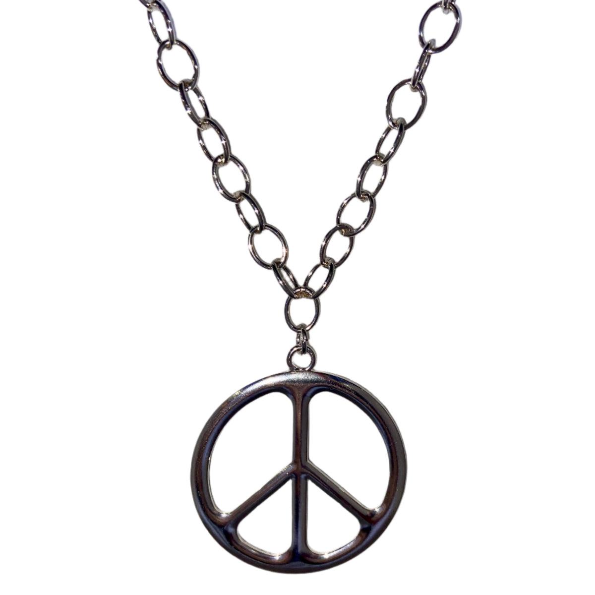 Silver Peace Medallion Necklace