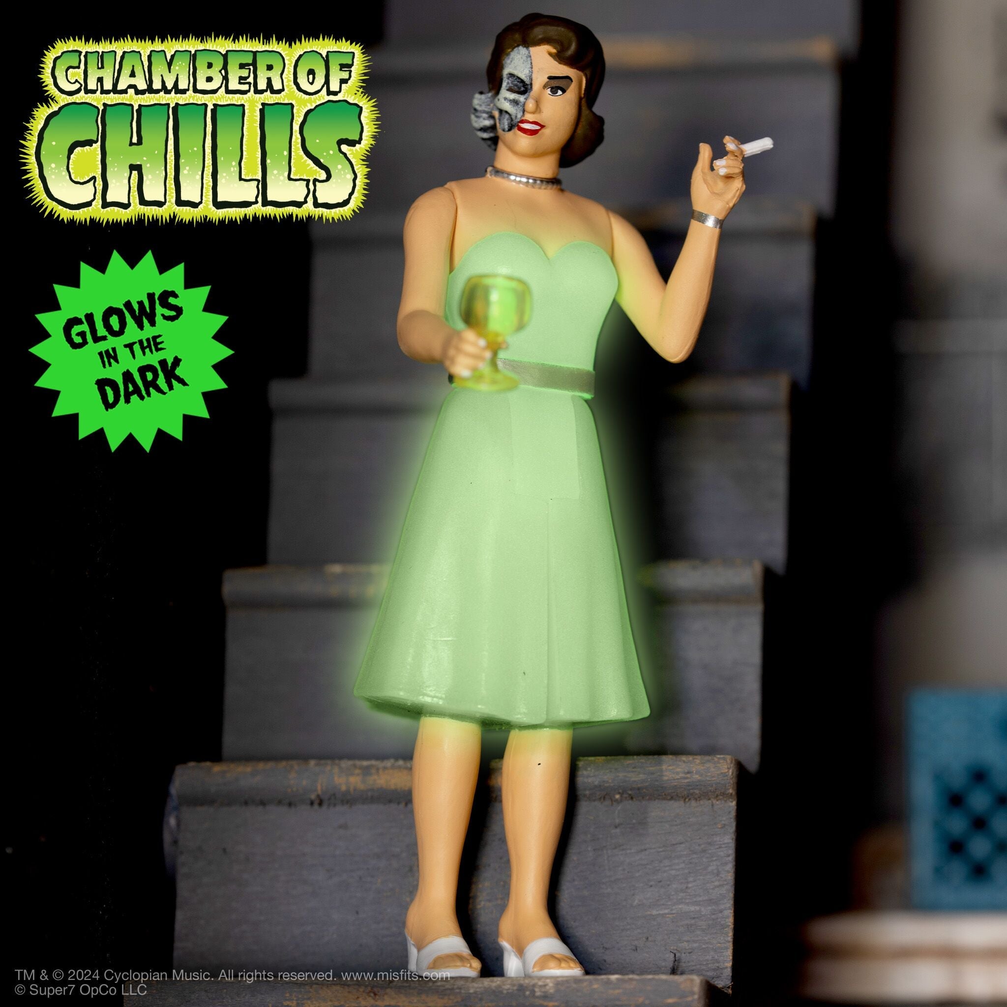 Pre-Code Horror: 3.75" Chamber of Chills Dead Darling Glow in The Dark ReAction Collectible Action Figure w/ Poisoned Chalice