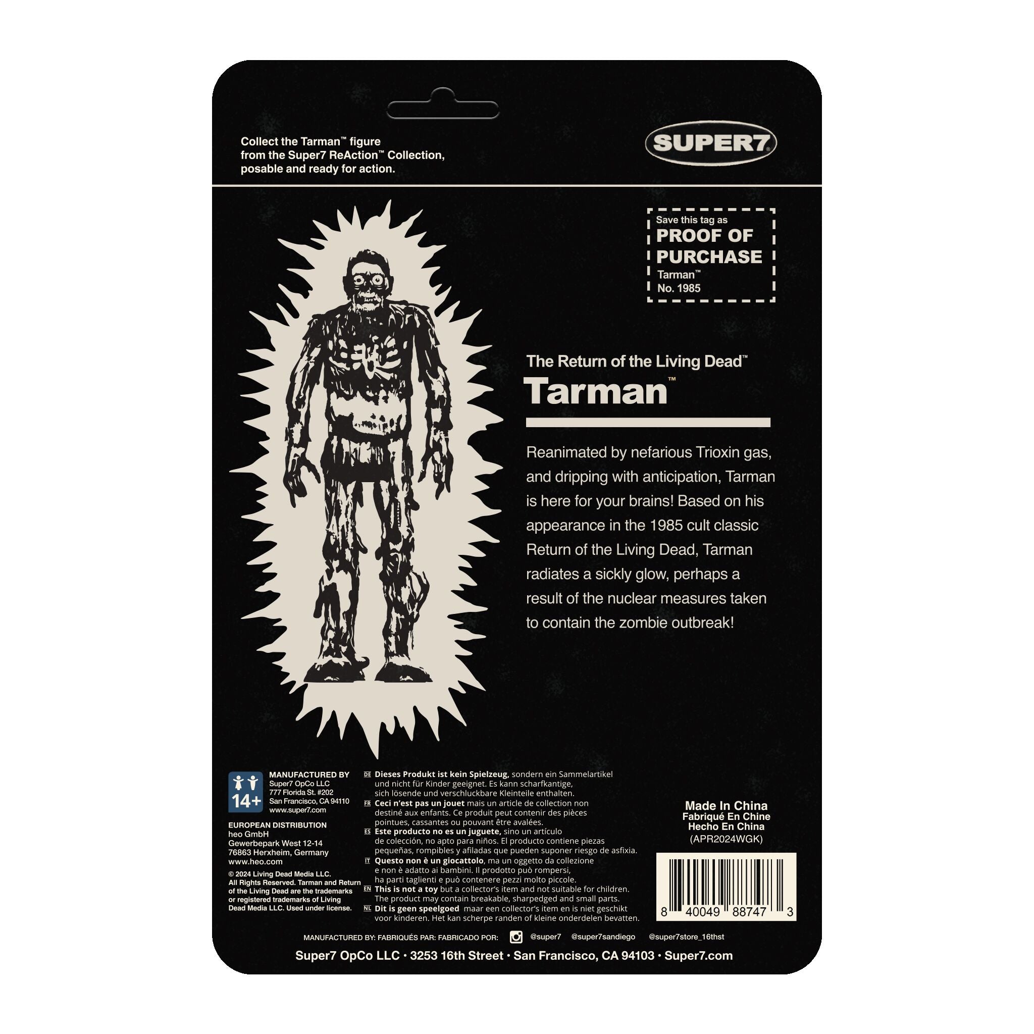 Return of The Living Dead: 3.75" Tarman Glow in The Dark ReAction Collectible Action Figure