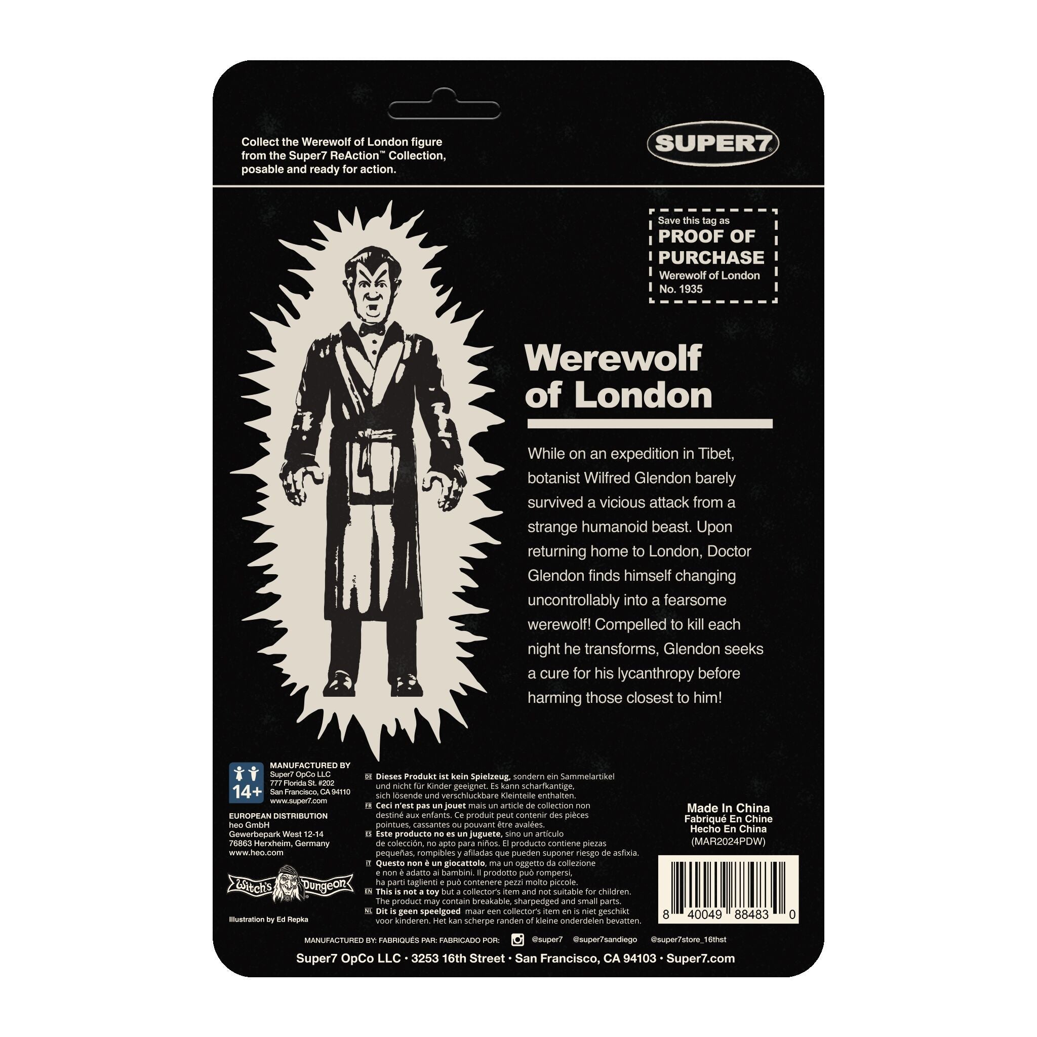 Werewolf of London: 3.75" Monster Glow in The Dark ReAction Collectible Action Figure