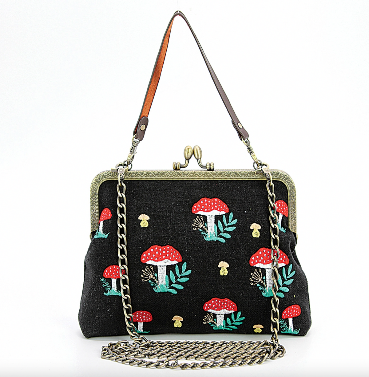 Mushrooms Kisslock Framed Bag