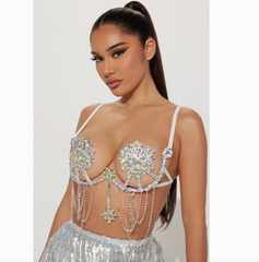 Winterfell Clear Iridescent Crystal Carnival Bra