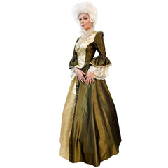 Authentic Colonial Green & Gold Women's Gown Adult Costume