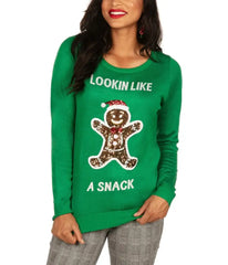 Lookin’ Like a Snack Women's Sequin Ugly Christmas Sweater