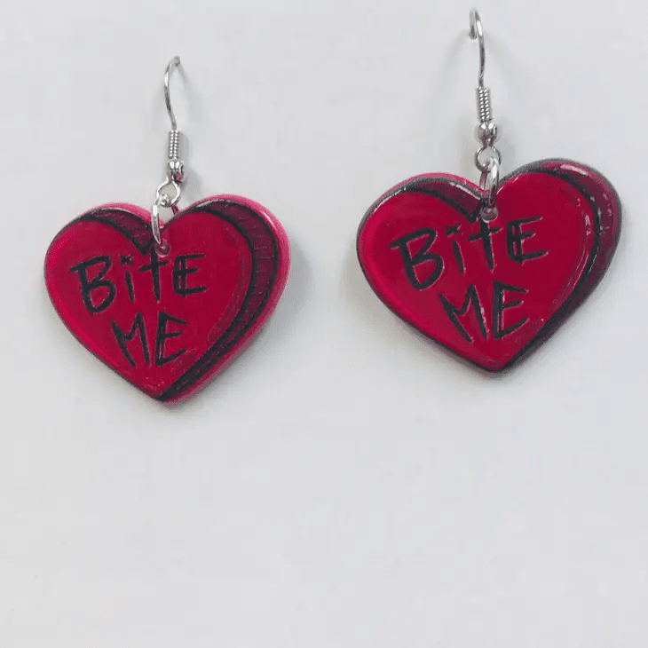 Bite Me Heart Shaped Earrings